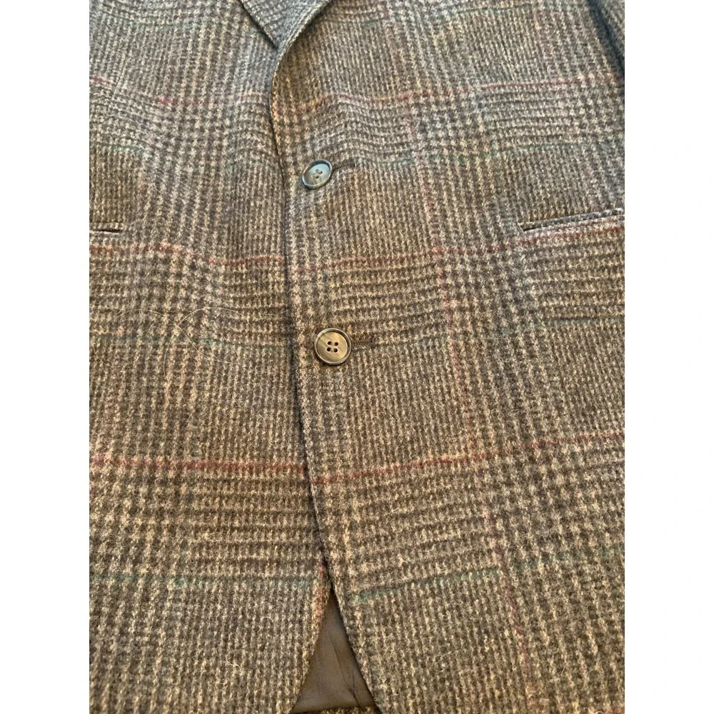 Wool Sport Coat 44 Glen Plaid Gray John Alexander Sleeve 25